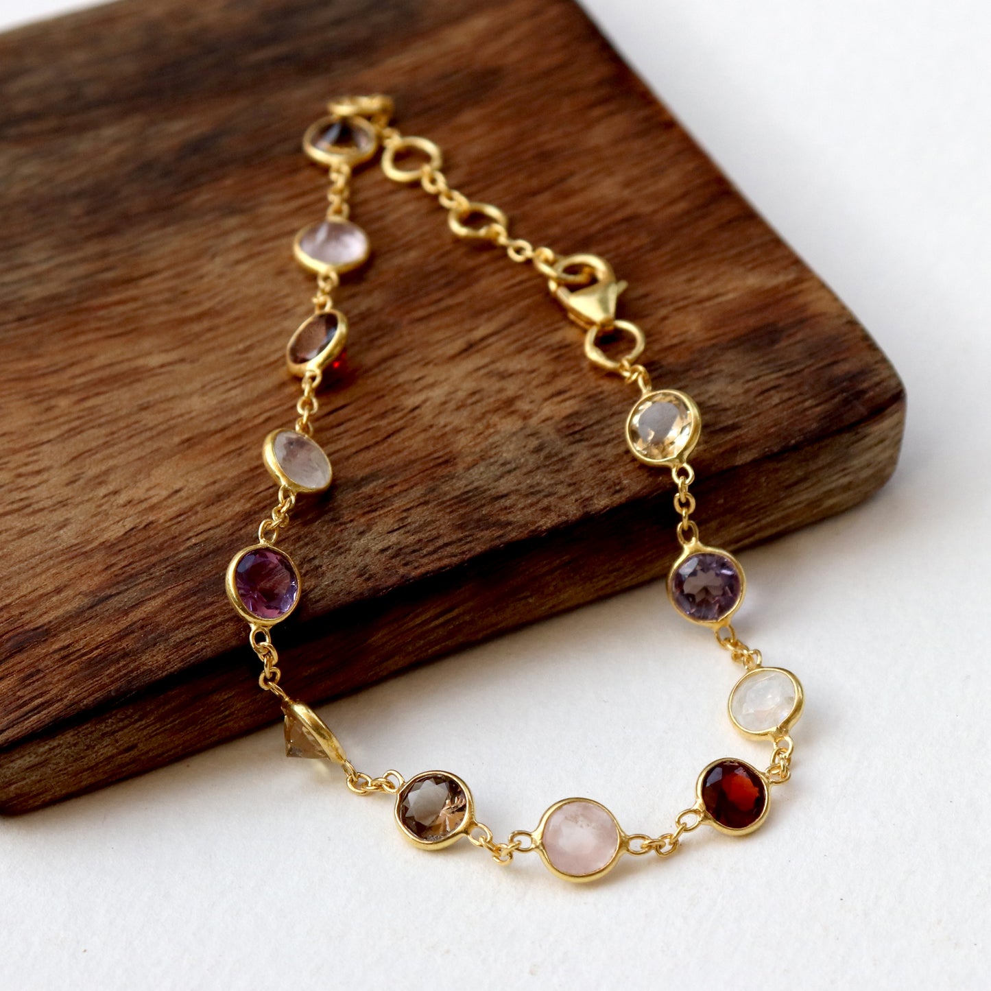 Multi Gemstone Bracelets, 18k Solid Gold Bracelets, Handmade Gold Bracelets, Gold Bracelets, Wedding Gift for Wife, Gemstone Bracelets