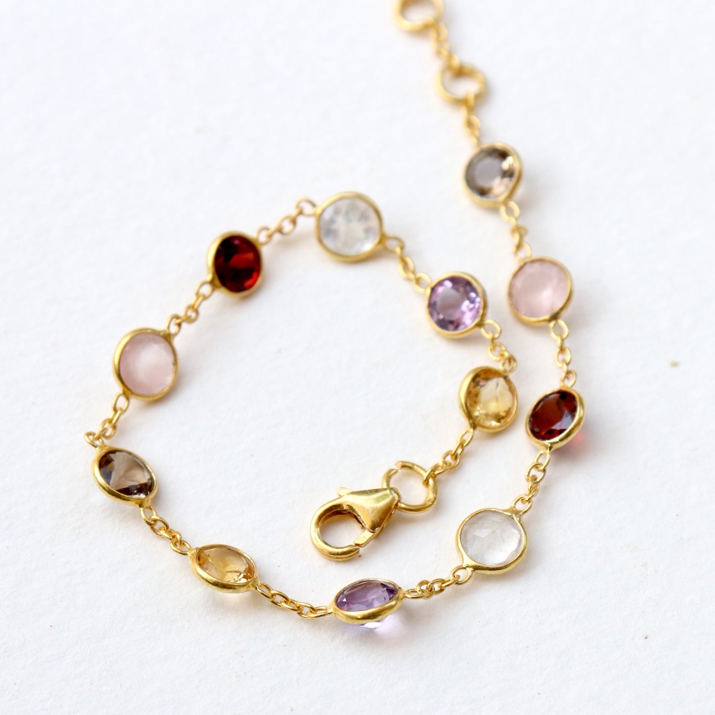 Multi Gemstone Bracelets, 18k Solid Gold Bracelets, Handmade Gold Bracelets, Gold Bracelets, Wedding Gift for Wife, Gemstone Bracelets