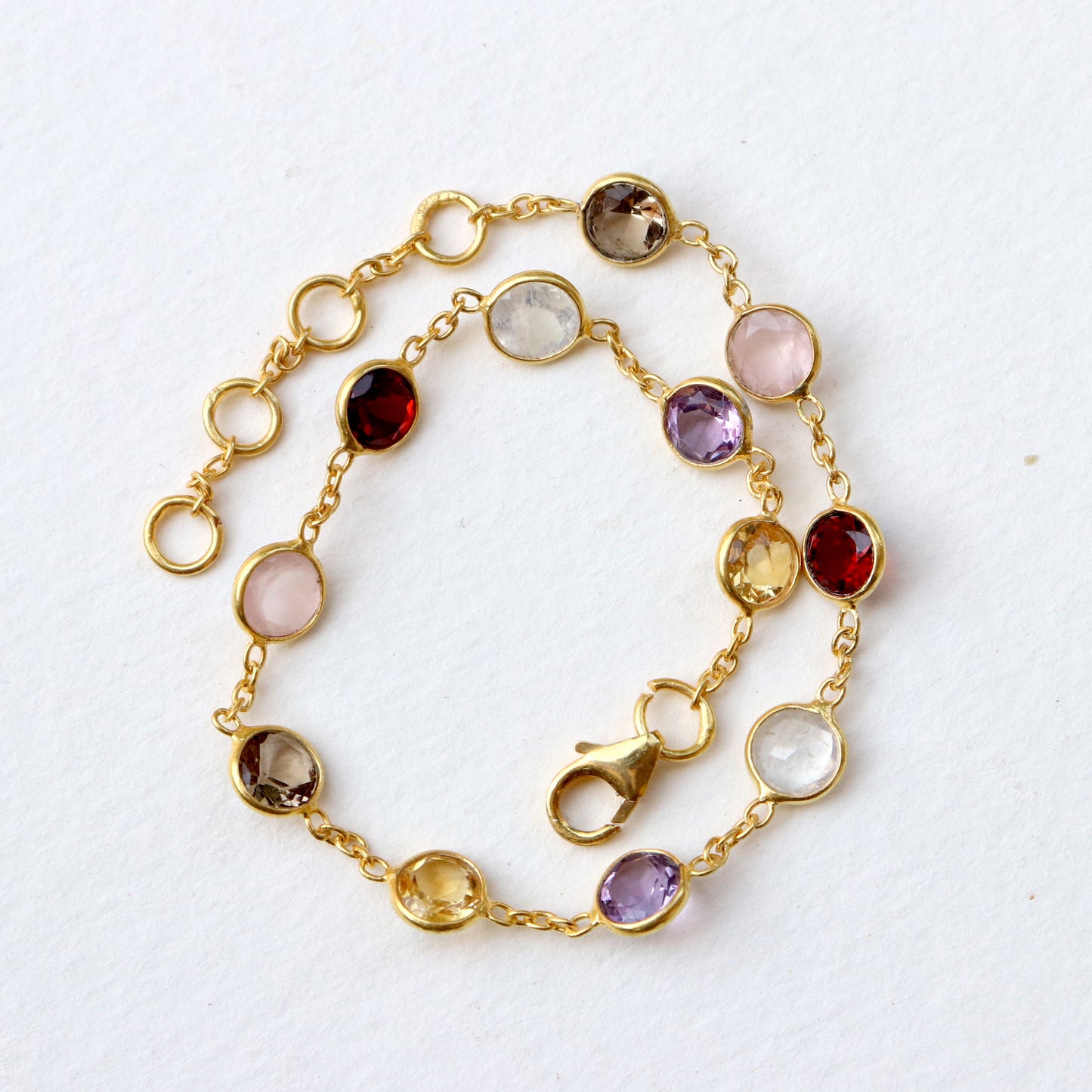 Multi Gemstone Bracelets, 18k Solid Gold Bracelets, Handmade Gold Bracelets, Gold Bracelets, Wedding Gift for Wife, Gemstone Bracelets