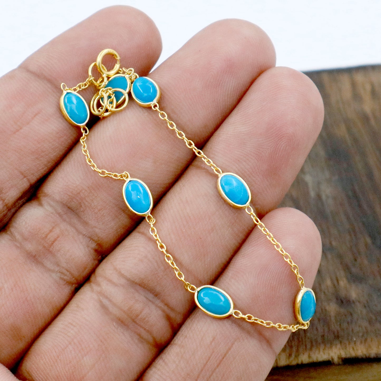 Turquoise Bracelets, 18k Solid Gold Bracelets, Handmade Gold Bracelets, Gold Bracelets, Wedding Gift for Wife, Gemstone Bracelets