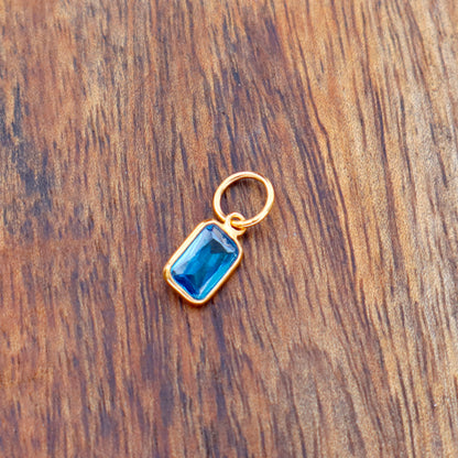 AA London Blue Topaz Charm, 18k Solid Gold Charm, Handmade Gold Charm, Charms Necklace, Lab Created London Blue Topaz Charm, Gift for Her