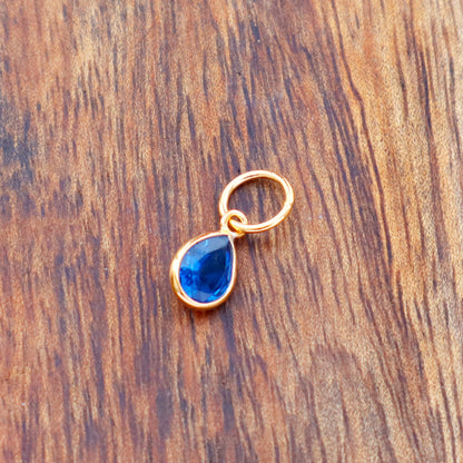Lab Created Sapphire charm 18k Solid Gold Charm, Handmade Gold Charm, Charm Pendant, Charms Necklace, Sapphire Charms, Minimalist Pendant