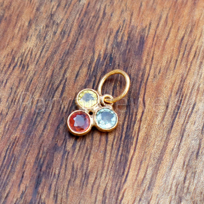 Natural Multi Sapphire Charm, 18k Solid Gold Charm, Multi Sapphire Charm, Gold Charm, Charm Pendant, Charm Necklace, Handmade Gold Charm