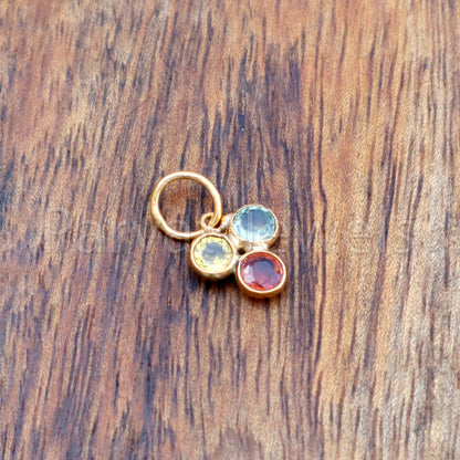 Natural Multi Sapphire Charm, 18k Solid Gold Charm, Multi Sapphire Charm, Gold Charm, Charm Pendant, Charm Necklace, Handmade Gold Charm
