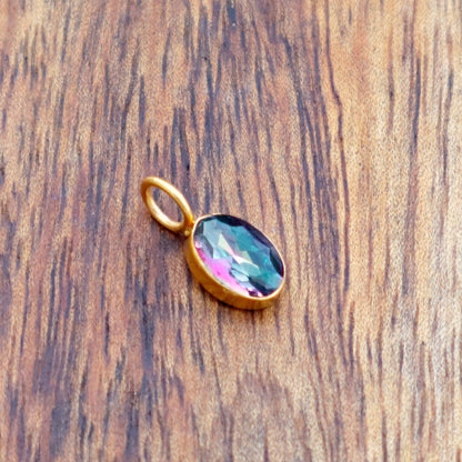 Mystic Topaz Charm, 18k Solid Gold Charm, Mystic Topaz Gold Charm, Gold Charm, Charm Pendant, Charm Necklace, Handmade Gold Charm, Christmas Gift Charm, Gift For Mom Charm, Gift For Her Charm
