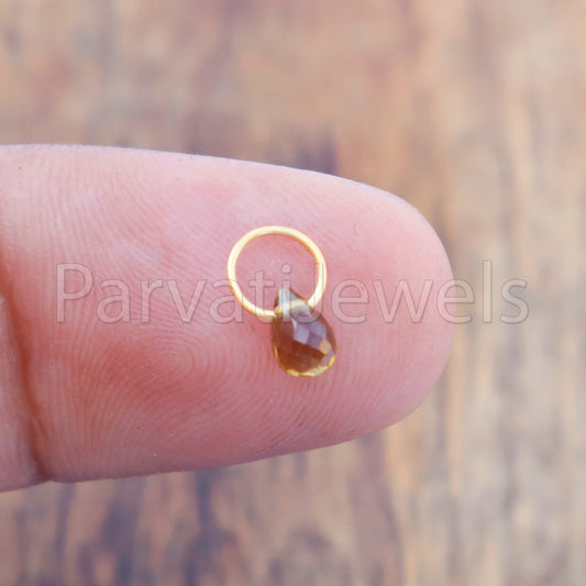 Brown Sapphire Charm, 18k Solid Gold Charm, Teardrop Brown Sapphire Charm, Gold Charm, Charm Pendant, Charm Necklace, Handmade Gold Charm