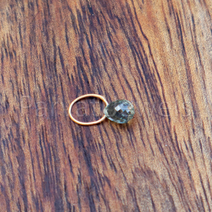 Green Sapphire Charm, 18k Solid Gold Charm, Teardrop Green Sapphire Charm, Gold Charm, Charm Pendant, Charm Necklace, Handmade Gold Charm