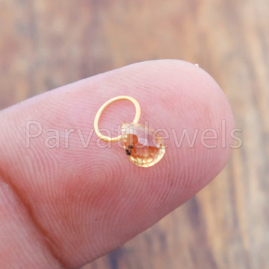Yellow Sapphire Charm, 18k Solid Gold Charm, Teardrop Yellow Sapphire Charm, Gold Charm, Charm Pendant, Charm Necklace, Handmade Gold Charm