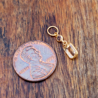 Natural Citrine & Natural Rose Cut Diamond Charm, 18k Solid Gold Charm, Citrine Charm, Gold Charm Healing Stone, NOVEMBER BIRTHSTONE, 18K GOLD EARRINGS