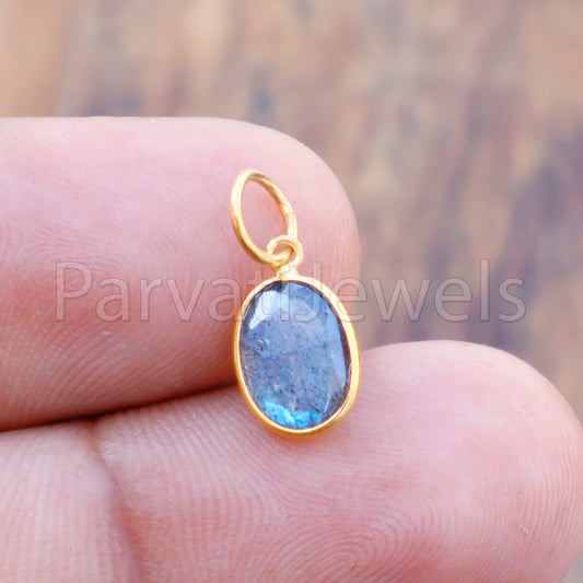 Faceted Labradorite Charm, Labradorite 18k Solid Gold Charm, Labradorite Charms, Gold Charm, Charm Pendant, Charm Necklace, Handmade Charm