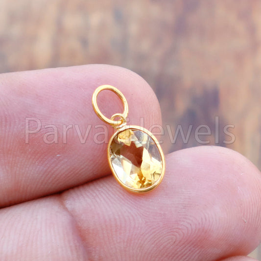 Citrine Charm, 18k Solid Gold Charm, Natural Citrine Charm, Gold Charm, Charm Pendant, Charm Necklace, Handmade Gold Charm, Gift for her