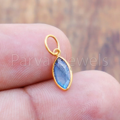 Faceted Labradorite Charm, Labradorite 18k Solid Gold Charm, Labradorite Charms, Gold Charm, Charm Pendant, Charm Necklace, Handmade Charm