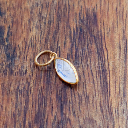 Natural Blue Rainbow Moonstone Charm, 18k Solid Gold Charm, Natural Moonstone Charm, Gold Charm, Charm Pendant, Charm Necklace, Handmade Gold Charm