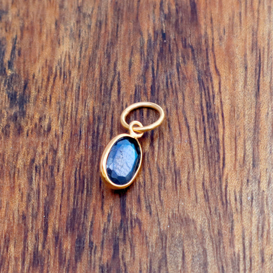 Faceted Labradorite Charm, Labradorite 18k Solid Gold Charm, Labradorite Charms, Gold Charm, Charm Pendant, Charm Necklace, Handmade Charm