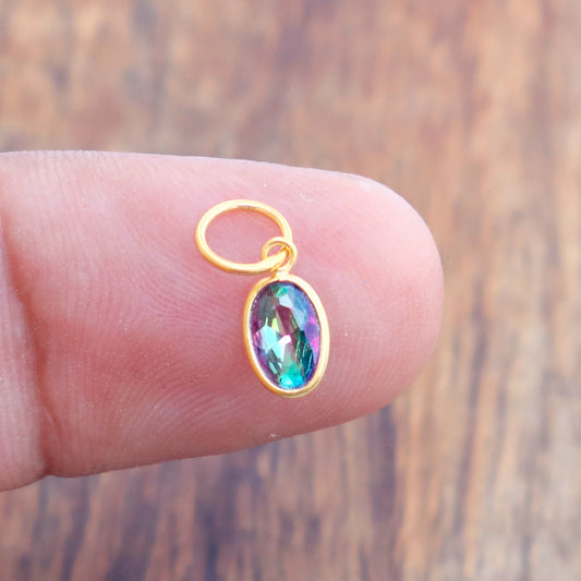Mystic Topaz Charm, 18k Solid Gold Charm, Mystic Topaz Gold Charm, Gold Charm, Charm Pendant, Charm Necklace, Handmade Gold Charm, Gift For Christmas Charm, Gift For Mom Charm, Gift For Her Charm