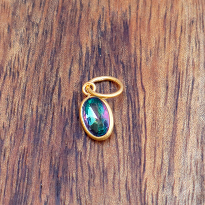 Mystic Topaz Charm, 18k Solid Gold Charm, Mystic Topaz Gold Charm, Gold Charm, Charm Pendant, Charm Necklace, Handmade Gold Charm, Gift For Christmas Charm, Gift For Mom Charm, Gift For Her Charm