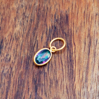 Mystic Topaz Charm, 18k Solid Gold Charm, Mystic Topaz Gold Charm, Gold Charm, Charm Pendant, Charm Necklace, Handmade Gold Charm, Gift For Christmas Charm, Gift For Mom Charm, Gift For Her Charm