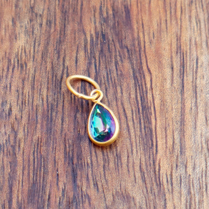 Mystic Topaz Charm, 18k Solid Gold Charm, Mystic Topaz Gold Charm, Gold Charm, Charm Pendant, Charm Necklace, Handmade Gold Charm