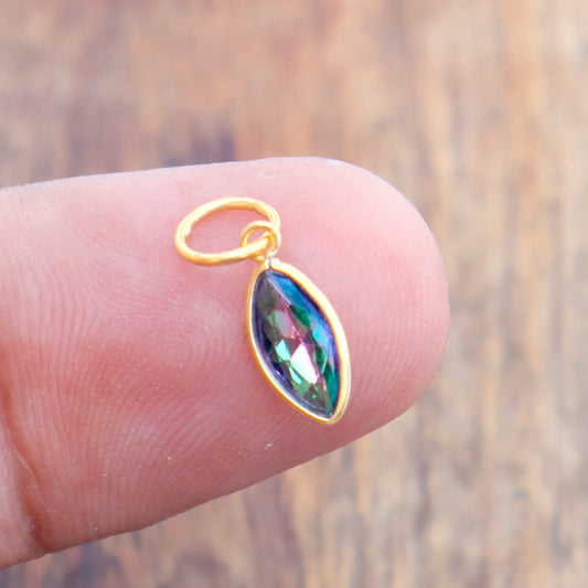 Mystic Topaz Charm, 18k Solid Gold Charm, Mystic Topaz Gold Charm, Gold Charm, Charm Pendant, Charm Necklace, Handmade Gold Charm, Gift For Sister Charm, Gift For Wedding Charm, Gift For Her Charm