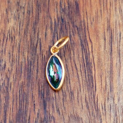 Mystic Topaz Charm, 18k Solid Gold Charm, Mystic Topaz Gold Charm, Gold Charm, Charm Pendant, Charm Necklace, Handmade Gold Charm, Gift For Sister Charm, Gift For Wedding Charm, Gift For Her Charm
