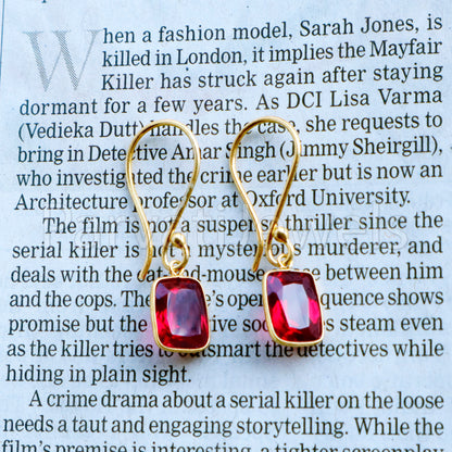 Lab Grown Ruby Dangle Earring, Dangle Earring,Ruby Earring, Minimalist Dangle Earring, Solid 18K Gold Earring,14kt gold earring,Gift for her