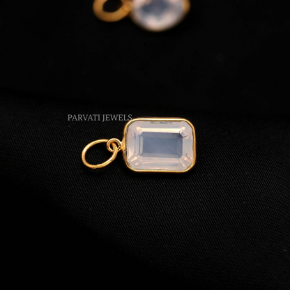 Lavender Quartz Gemstone Pendant, 18K Gold Bezel Charm, Dainty Quartz Jewelry, Birthstone Gift for Her