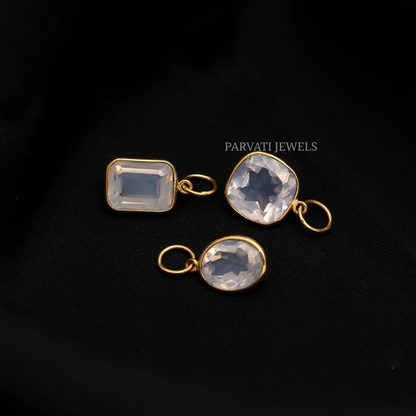 Lavender Quartz Gemstone Pendant, 18K Gold Bezel Charm, Dainty Quartz Jewelry, Birthstone Gift for Her