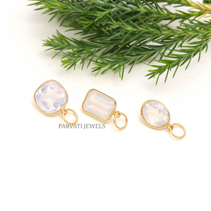 Lavender Quartz Gemstone Pendant, 18K Gold Bezel Charm, Dainty Quartz Jewelry, Birthstone Gift for Her