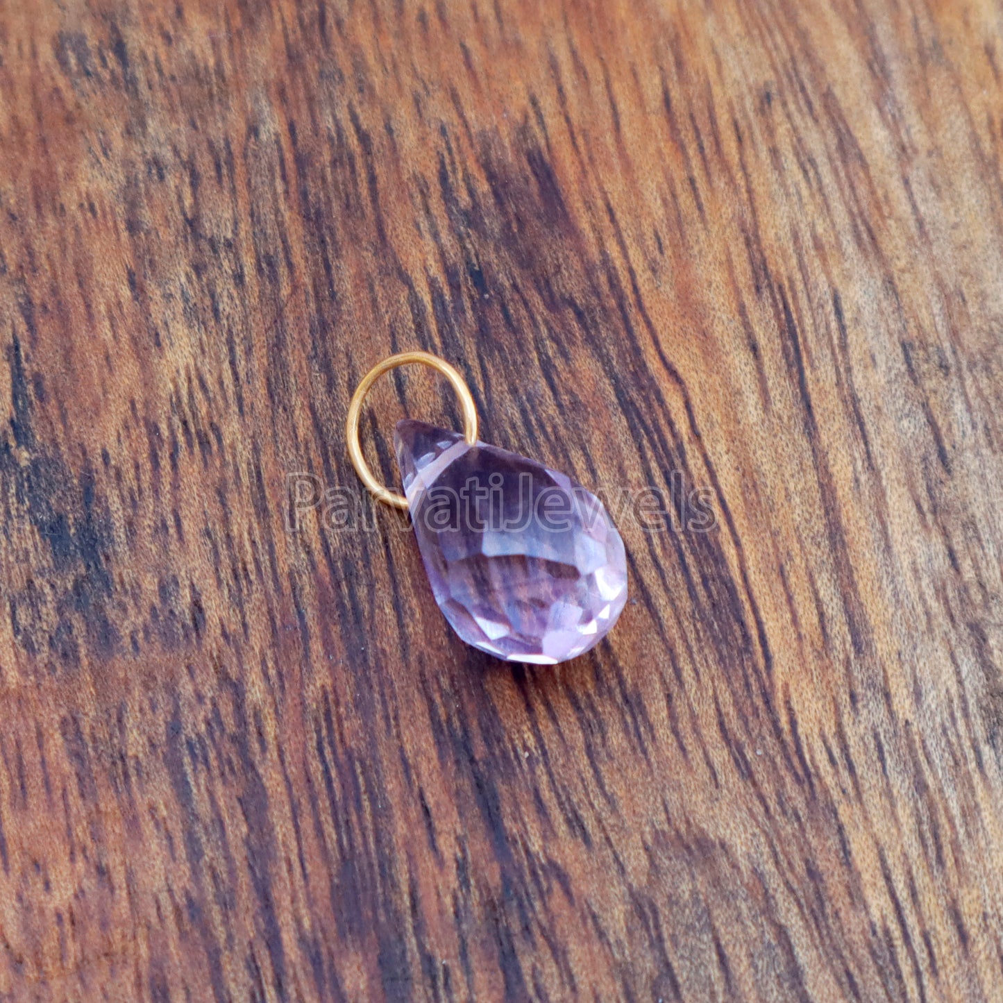 Natural Teardrop Amethyst Charm, 18k Solid Gold Charm, Amethyst Charm, Gold Charm, Charm Pendant, Charm Necklace, Handmade Gold Charm, Gift for Her