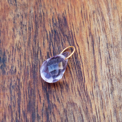 Natural Teardrop Amethyst Charm, 18k Solid Gold Charm, Amethyst Charm, Gold Charm, Charm Pendant, Charm Necklace, Handmade Gold Charm, Gift for Her