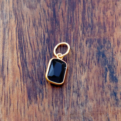 Black Onyx Charm, 18k Solid Gold Charm, Natural Black Onyx Charm, Gold Charm, Charm Pendant, Gold Charm Necklace, Handmade Gold Charm