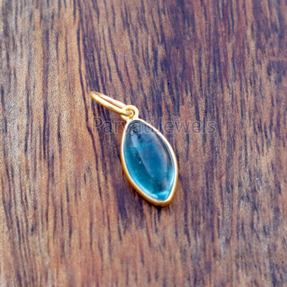 Green Fluorite Charm, 18k Solid Gold Charm, Cabochon Fluorite Charm, Gold Charm, Charm Pendant, Gold Charm Necklace, Handmade Gold Charm
