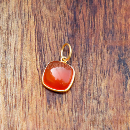 Natural Carnelian Charm, 18k Solid Gold Charm, Natural Carnelian Gold Charm, Gold Charm, Charm Pendant, MOTIVATION STONE, Gift for Her, 18K Gold Charm
