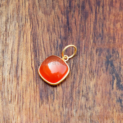 Natural Carnelian Charm, 18k Solid Gold Charm, Natural Carnelian Gold Charm, Gold Charm, Charm Pendant, MOTIVATION STONE, Gift for Her, 18K Gold Charm