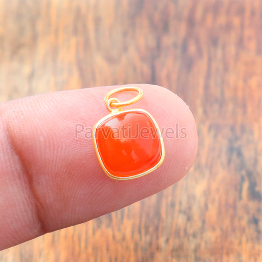 Natural Carnelian Charm, 18k Solid Gold Charm, Natural Carnelian Gold Charm, Gold Charm, Charm Pendant, MOTIVATION STONE, Gift for Her, 18K Gold Charm