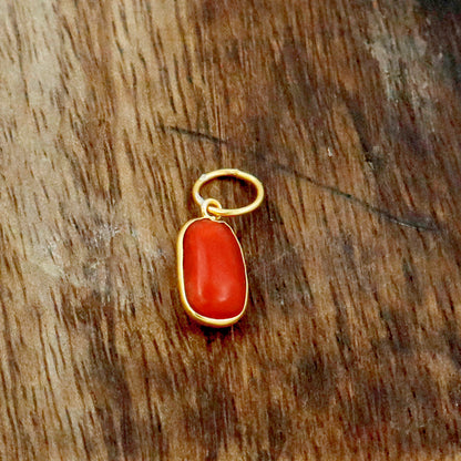 Red Coral Charm, 18k Solid Gold Charm, Natural Coral Charm, Coral Charms, Handmade Gold Charm, Coral Solid Gold Charm, Charm Pendant, Gold Charms Pendant