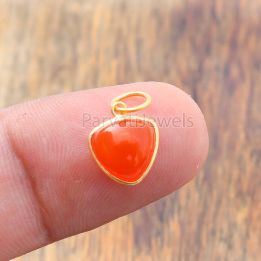 Natural Carnelian Charm, 18k Solid Gold Charm, AA Carnelian Gold Charm, Gold Charm, MOTIVATION STONE CHARM, Handmade Gold Charm, Gift for Her