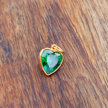 Heart Emerald Charm, 18k Solid Gold Charm, Lab Created Emerald Charm, Emerald Gold Charm, Charm Pendant, Charm Necklace, Handmade Gold Charm