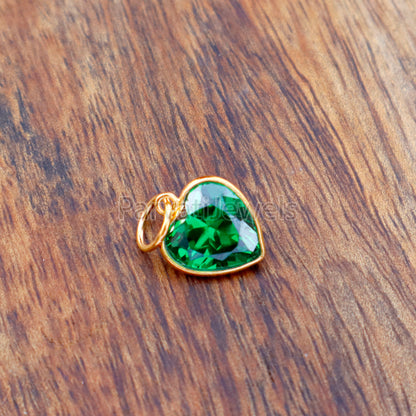 Heart Emerald Charm, 18k Solid Gold Charm, Lab Created Emerald Charm, Emerald Gold Charm, Charm Pendant, Charm Necklace, Handmade Gold Charm