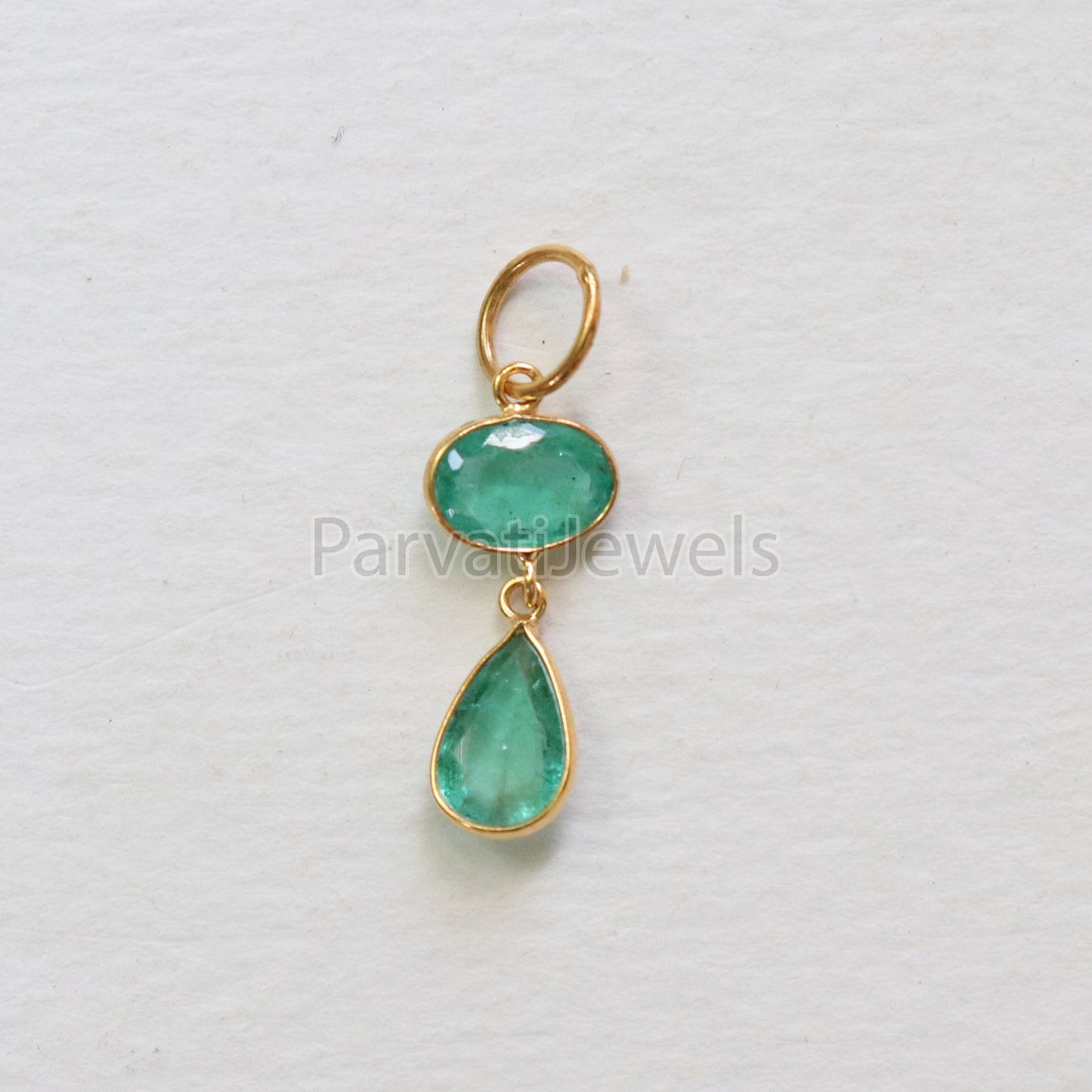 Emerald Charm, 18k Solid Gold Charm, Natural Emerald Charm, Gold Charm, Charm Pendant, Charm Necklace, Handmade Gold Charm