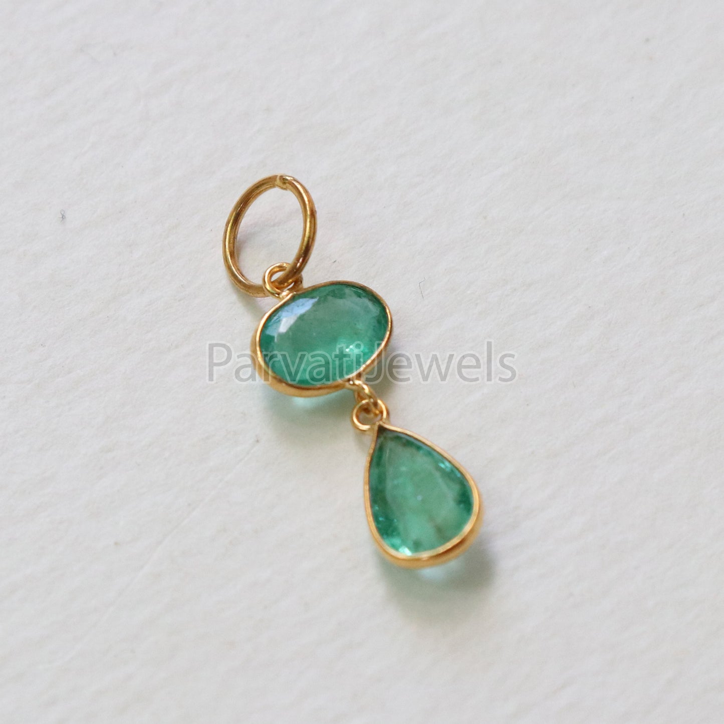 Emerald Charm, 18k Solid Gold Charm, Natural Emerald Charm, Gold Charm, Charm Pendant, Charm Necklace, Handmade Gold Charm