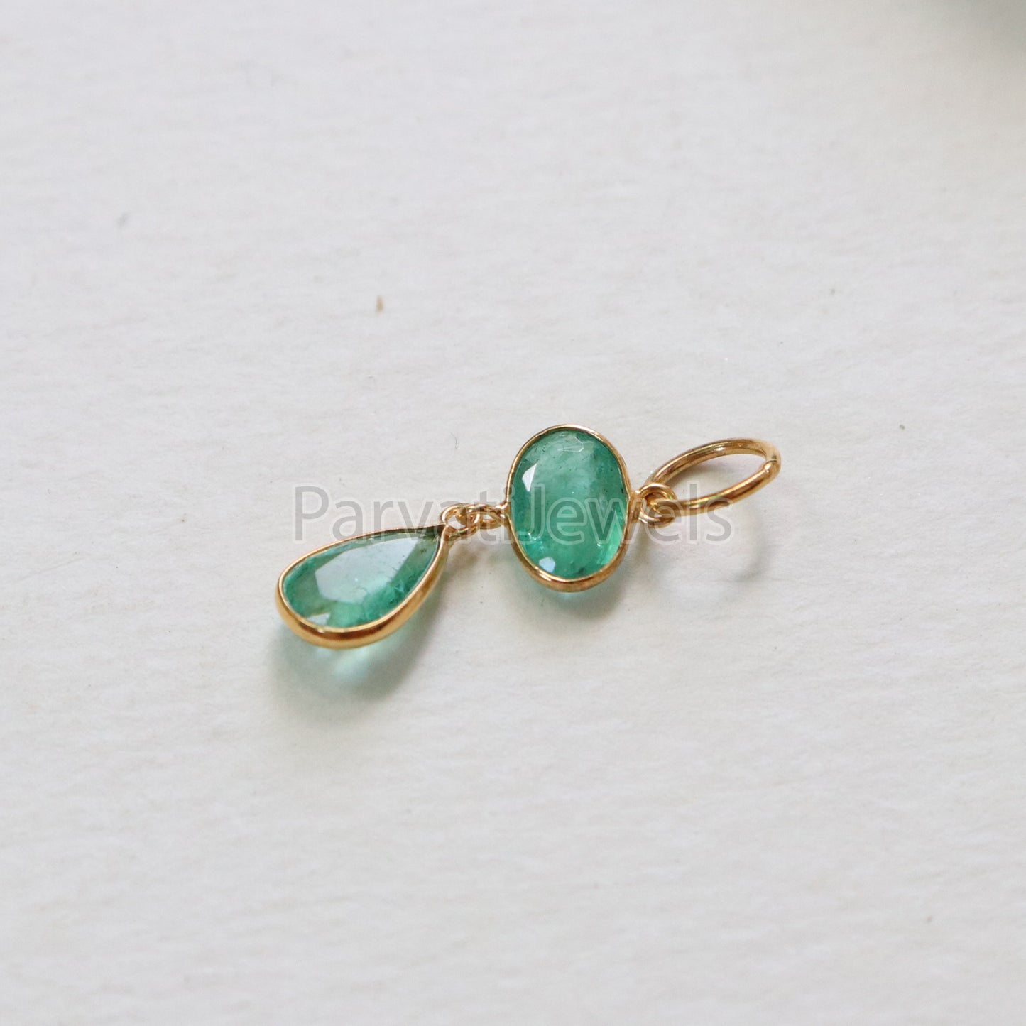 Emerald Charm, 18k Solid Gold Charm, Natural Emerald Charm, Gold Charm, Charm Pendant, Charm Necklace, Handmade Gold Charm