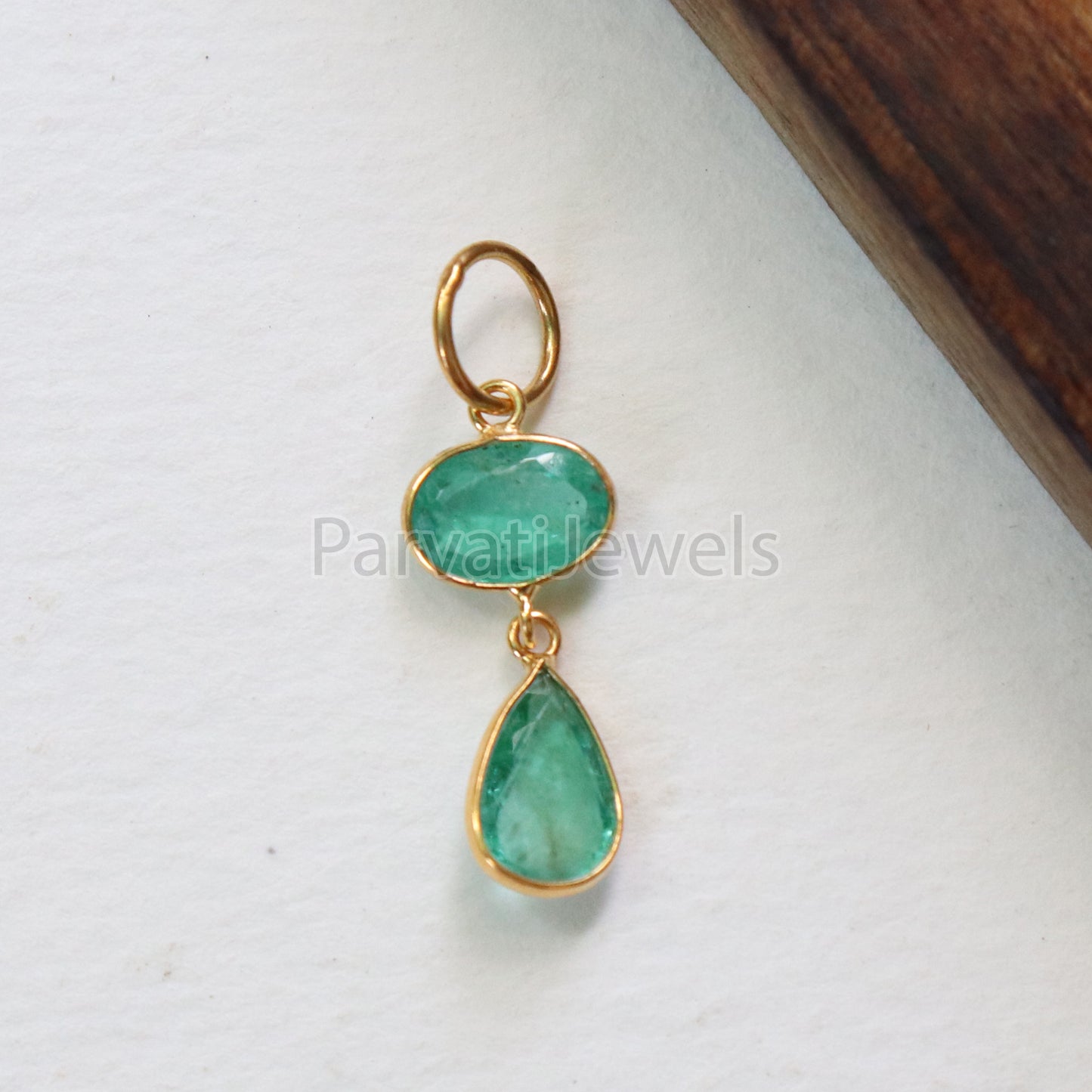 Emerald Charm, 18k Solid Gold Charm, Natural Emerald Charm, Gold Charm, Charm Pendant, Charm Necklace, Handmade Gold Charm