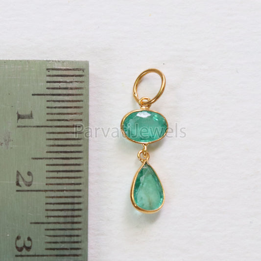 Emerald Charm, 18k Solid Gold Charm, Natural Emerald Charm, Gold Charm, Charm Pendant, Charm Necklace, Handmade Gold Charm