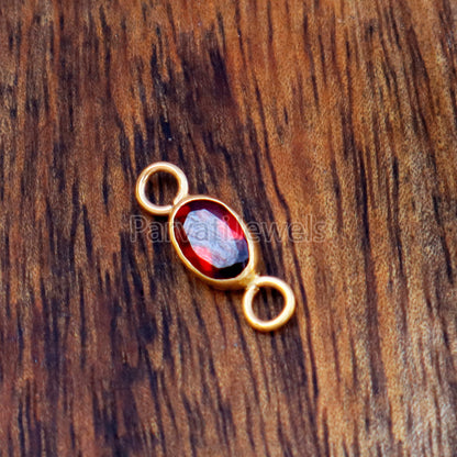 Garnet Connector, 18k Solid Gold Connector, Natural Garnet Connector, Gold Connector, Connector, Gold Connector for Bracelets,