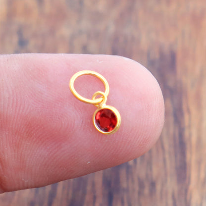 Natural Garnet Charm, 18k Solid Gold Charm, Natural Garnet Charm, Gold Charm, Charm Pendant, Charm Necklace, Handmade Gold Charm, Gift For Her Charm