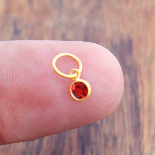 Natural Garnet Charm, 18k Solid Gold Charm, Natural Garnet Charm, Gold Charm, Charm Pendant, Charm Necklace, Handmade Gold Charm, Gift For Her Charm