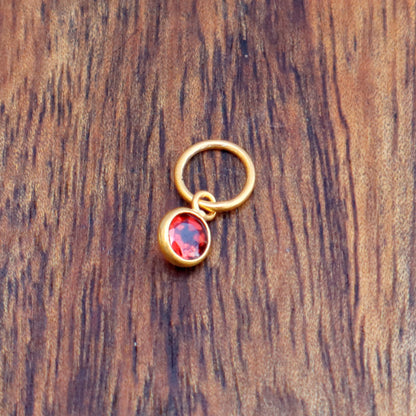 Natural Garnet Charm, 18k Solid Gold Charm, Natural Garnet Charm, Gold Charm, Charm Pendant, Charm Necklace, Handmade Gold Charm, Gift For Her Charm