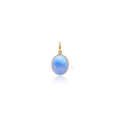 Natural Blue Larimar Gemstone Charm, 18k Gold Charm Larimar, Gold Charm, Minimalist Gold Charm, Handmade Gold Charm Pendant, Gift ForHer,18K