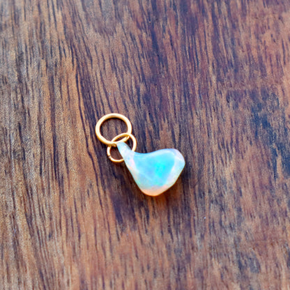 Natural Ethiopian Opal Rough Charm, 18k Solid Gold Charm, Opal Charm, Gold Charm, Charm Necklace, Charm Pendant, Handmade Gold Charm, Gold Charms Pendant, Gift For Her Charm